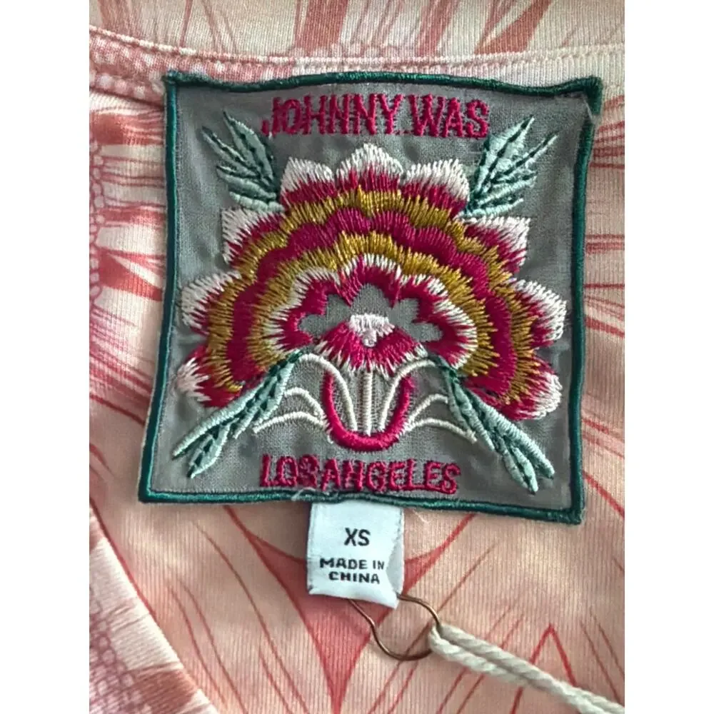 Johnny Was The Janie T-Shirt V-Neck Puff Sleeve in Emily Women's XS NEW
